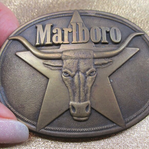 Marlboro Solid Brass Philip Morris, Inc 1987 Belt Buckle - Picture 5 of 7